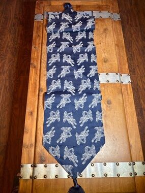 Navy Blue Angel Pattern Table Runner with Tassels